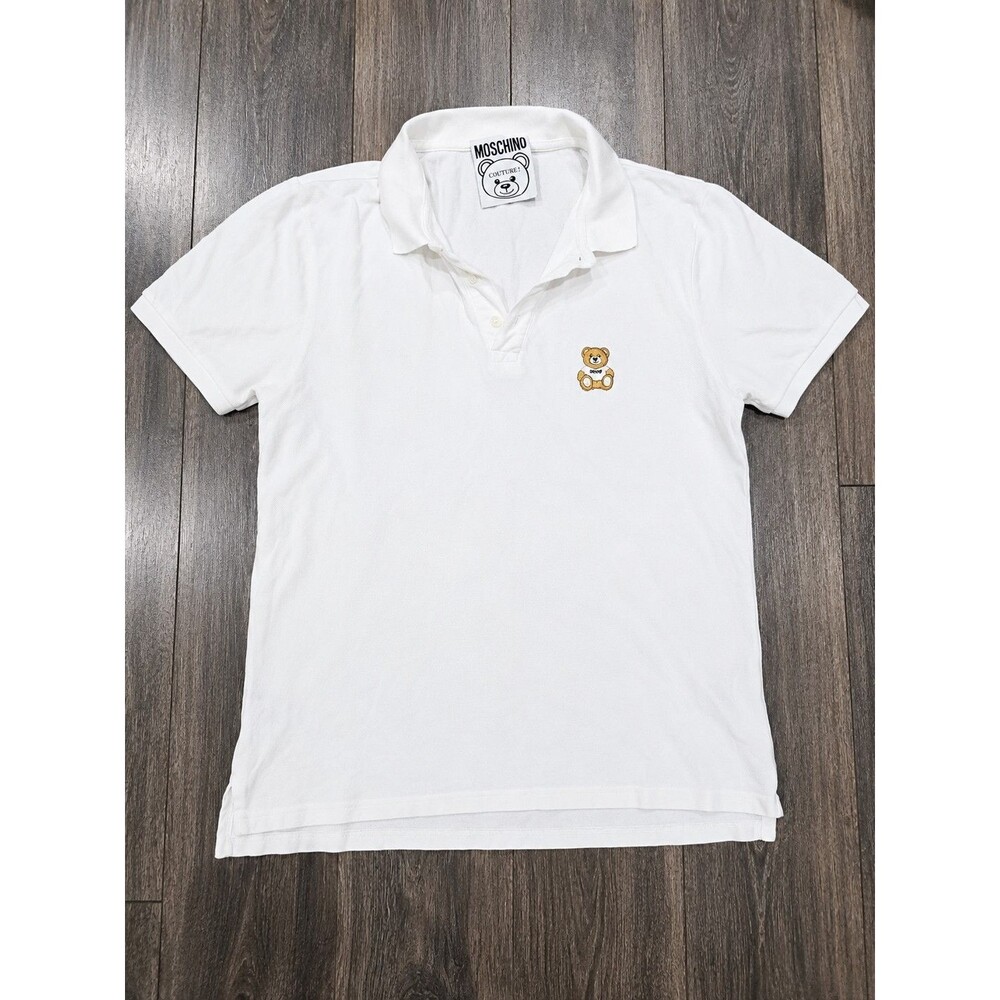 Moschino Couture Teddy Bear White Polo Shirt Men's IT 50 USA 40 Medium